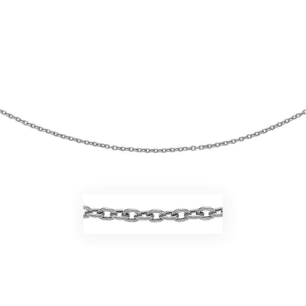 14k White Gold Pendant Chain with Textured Links (2.90 mm)