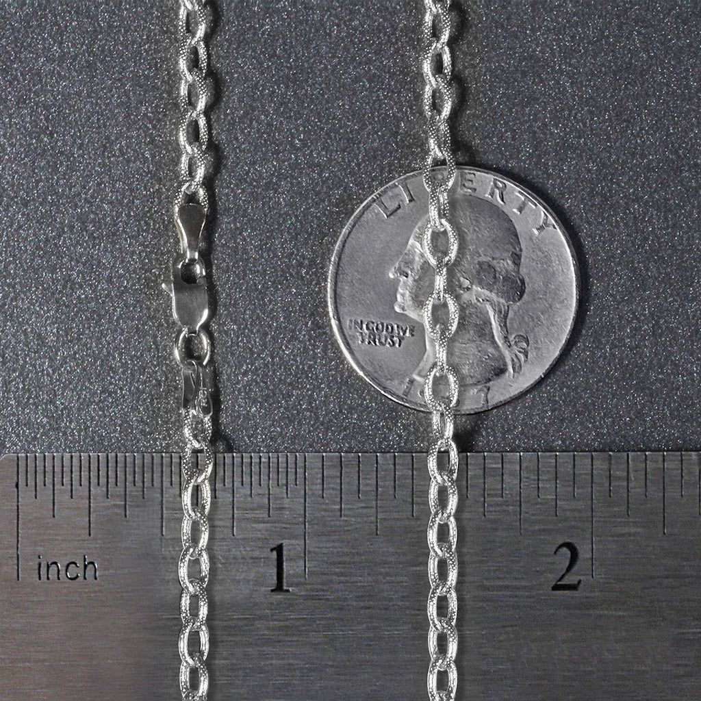 14k White Gold Pendant Chain with Textured Links (2.90 mm)