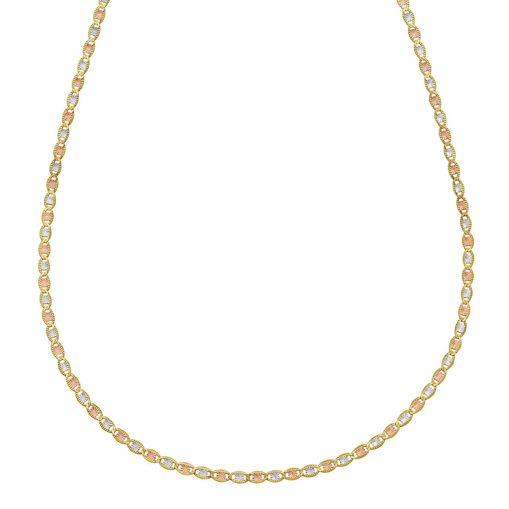 14K Tri Color Gold Pave Valentino Chain (2.00 mm)