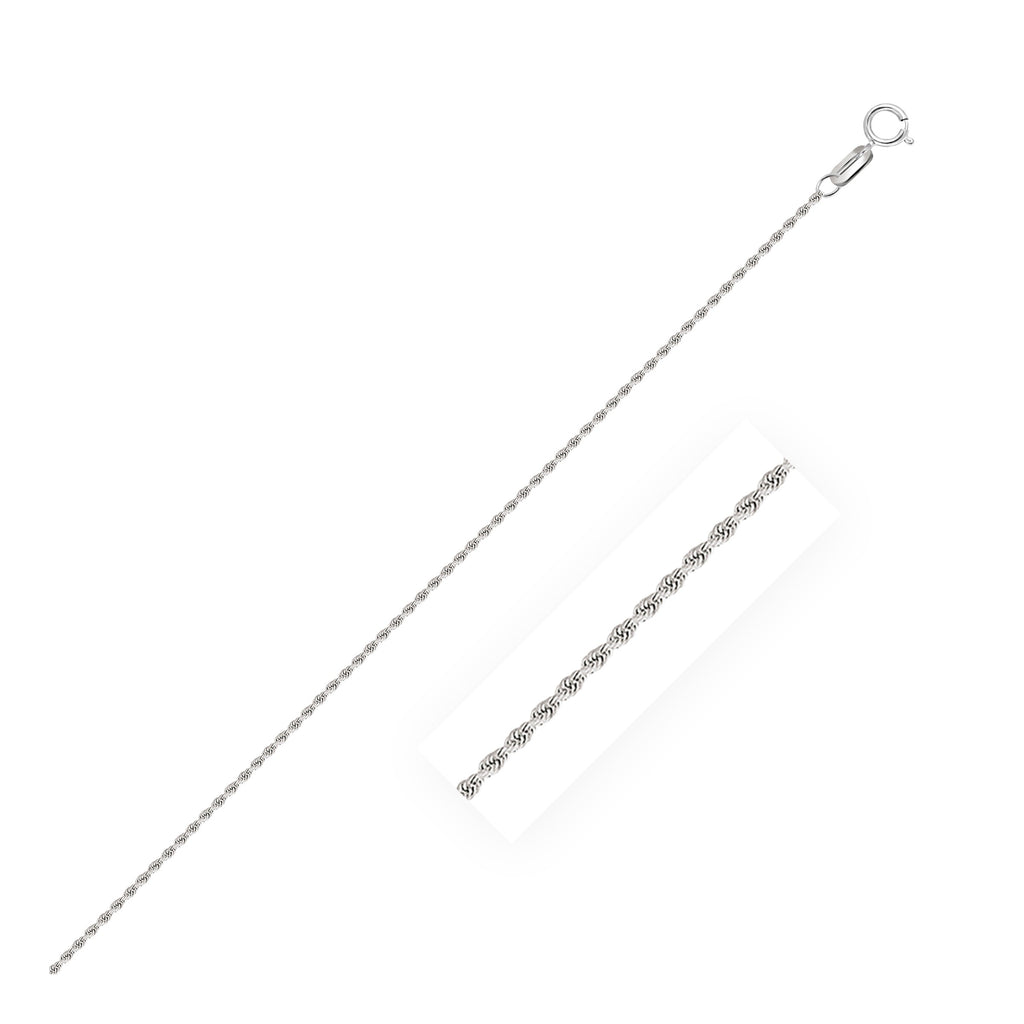 14k White Gold Solid Diamond Cut Rope Chain (1.40 mm)