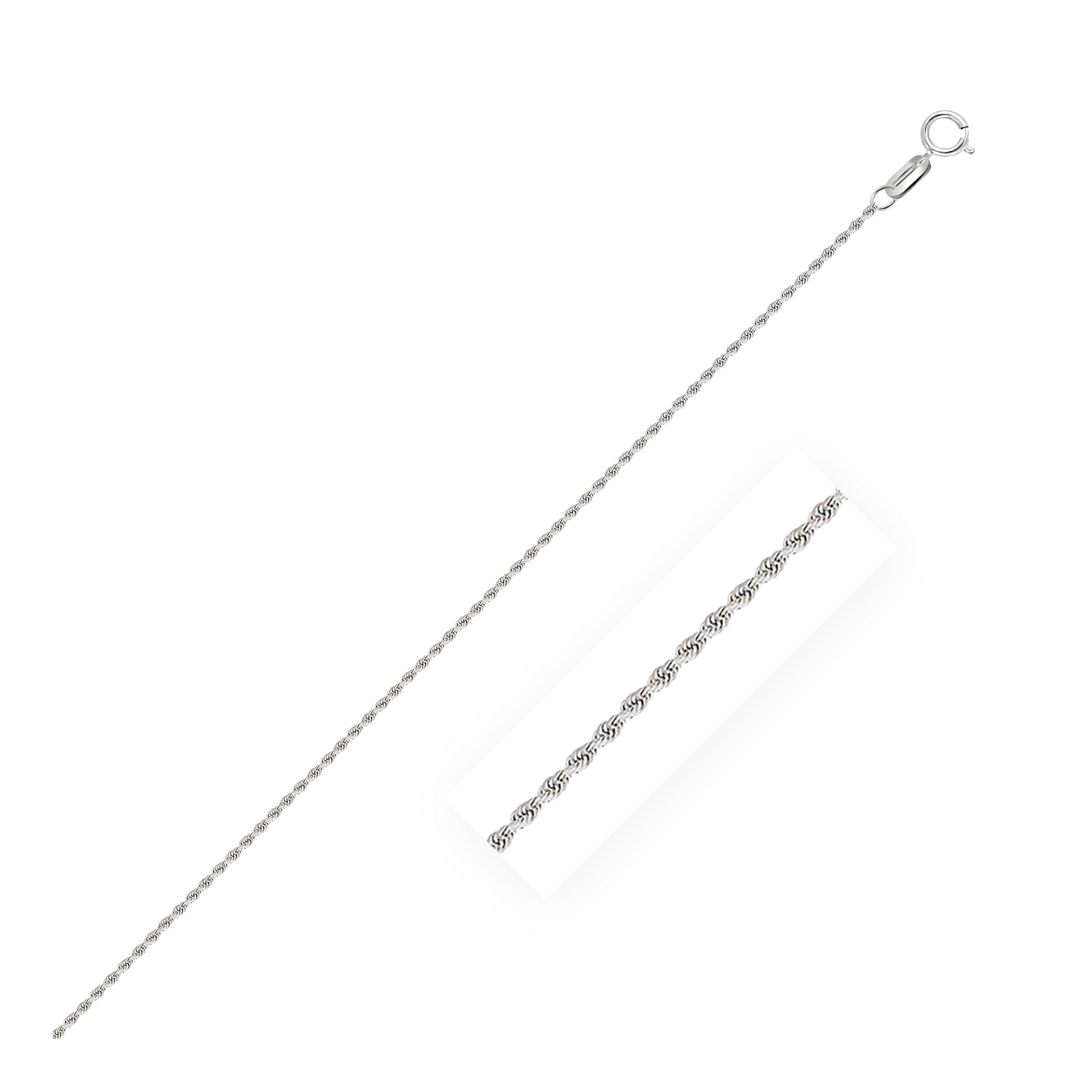 14k White Gold Solid Diamond Cut Rope Chain (1.40 mm)