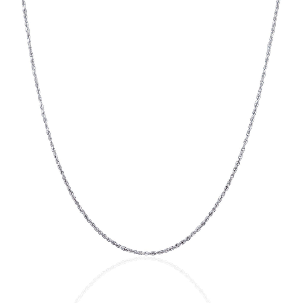 14k White Gold Solid Diamond Cut Rope Chain (1.40 mm)