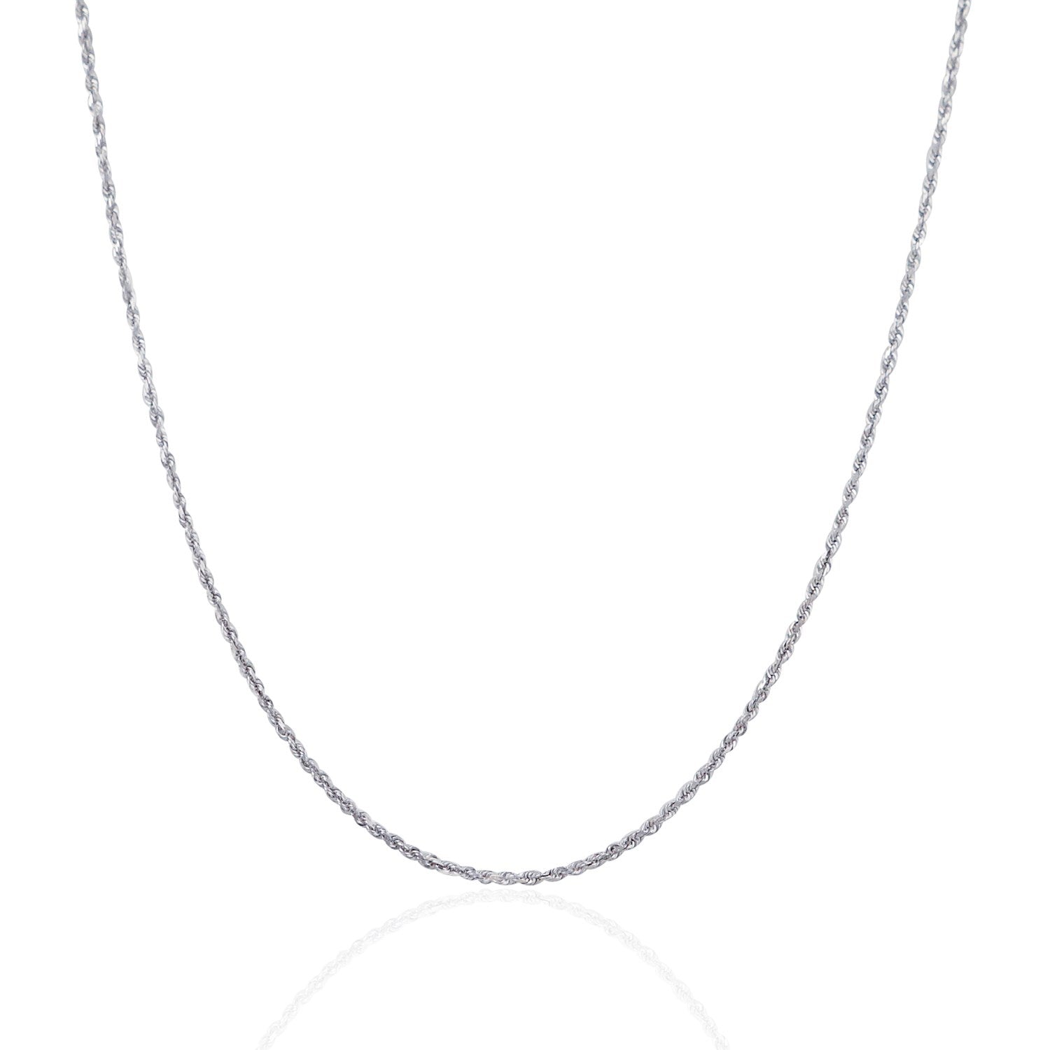 14k White Gold Solid Diamond Cut Rope Chain (1.40 mm)
