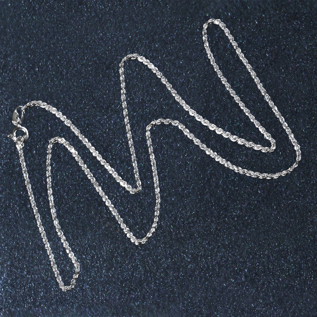 14k White Gold Solid Diamond Cut Rope Chain (1.40 mm)