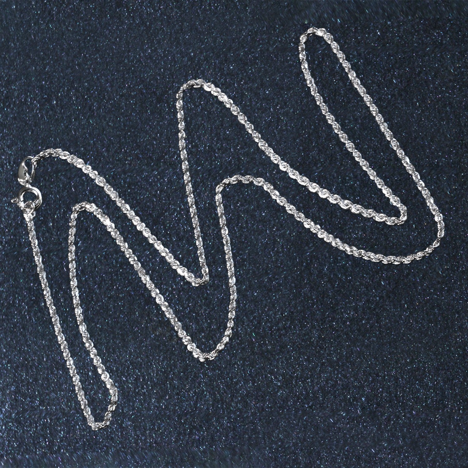 14k White Gold Solid Diamond Cut Rope Chain (1.40 mm)