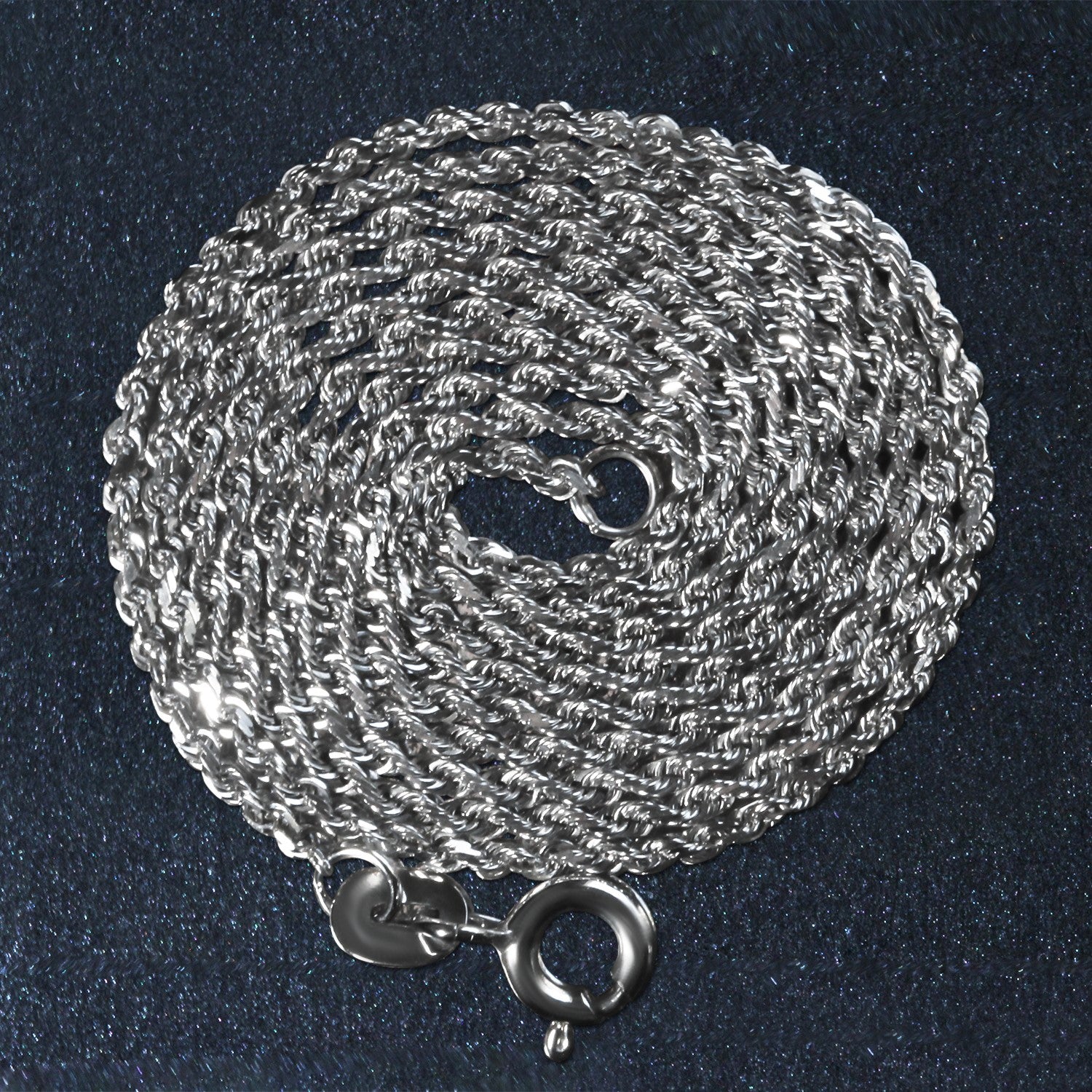 14k White Gold Solid Diamond Cut Rope Chain (1.40 mm)