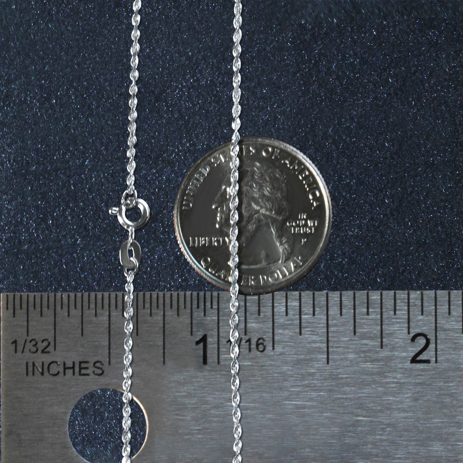 14k White Gold Solid Diamond Cut Rope Chain (1.40 mm)