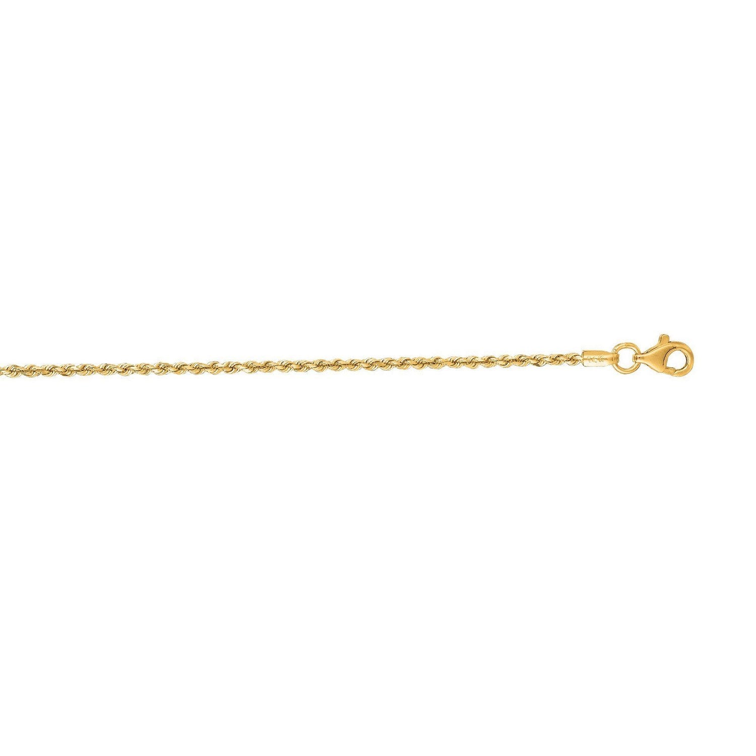 14k Yellow Gold Diamond Cut Rope Anklet 1.5mm