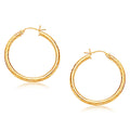 14k Yellow Gold Hoop Earring with Diamond-Cut Finish (3x30mm)