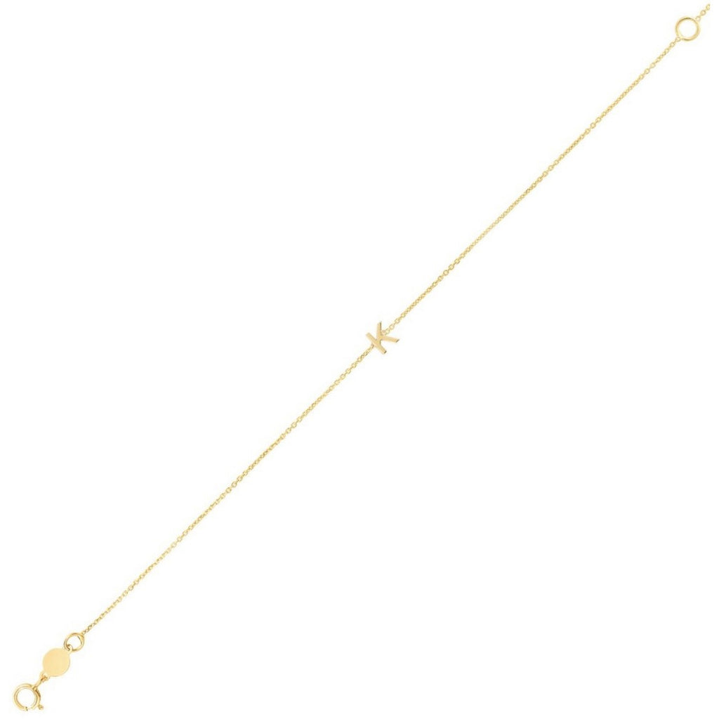 14K Yellow Gold Mini Initial K Bracelet