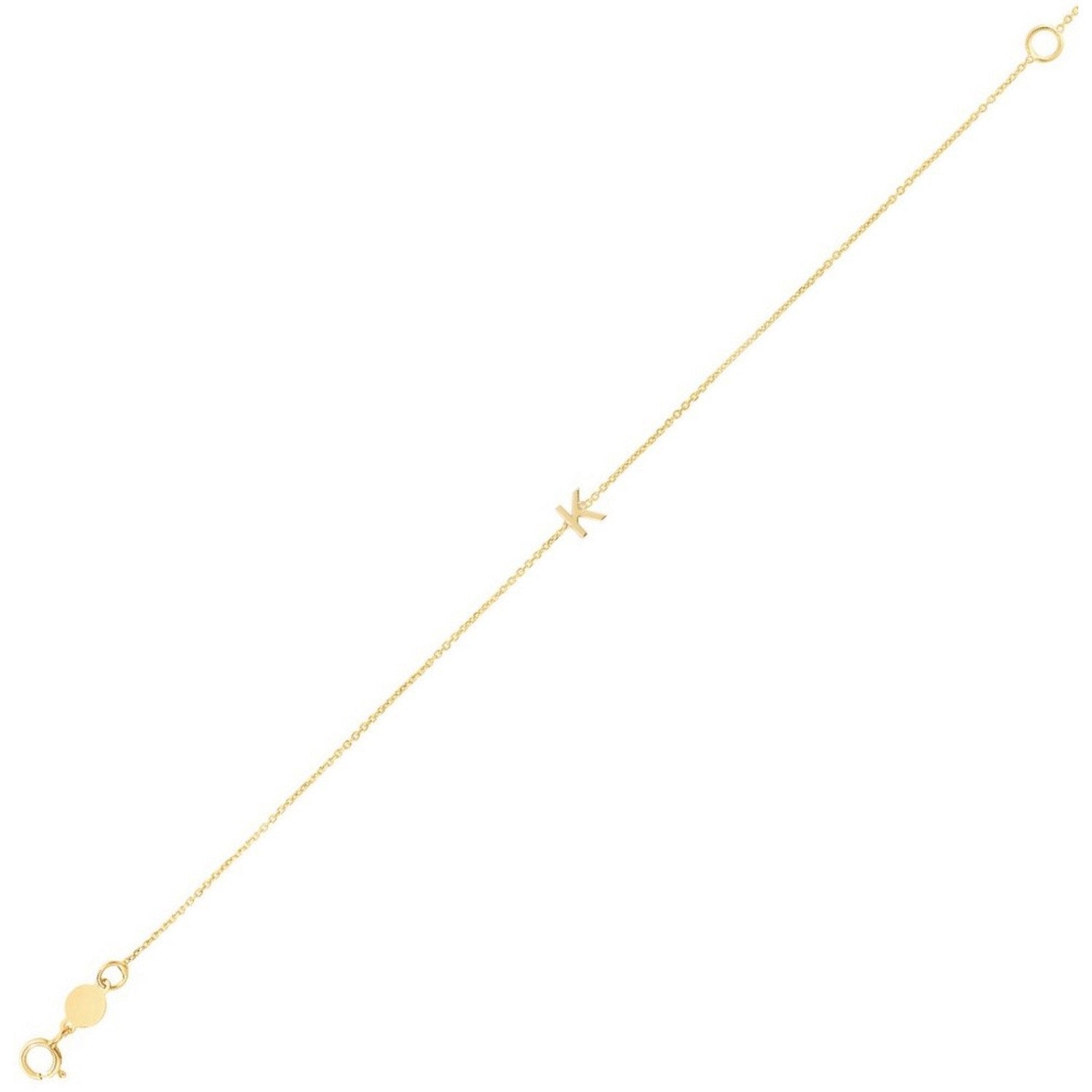 14K Yellow Gold Mini Initial K Bracelet