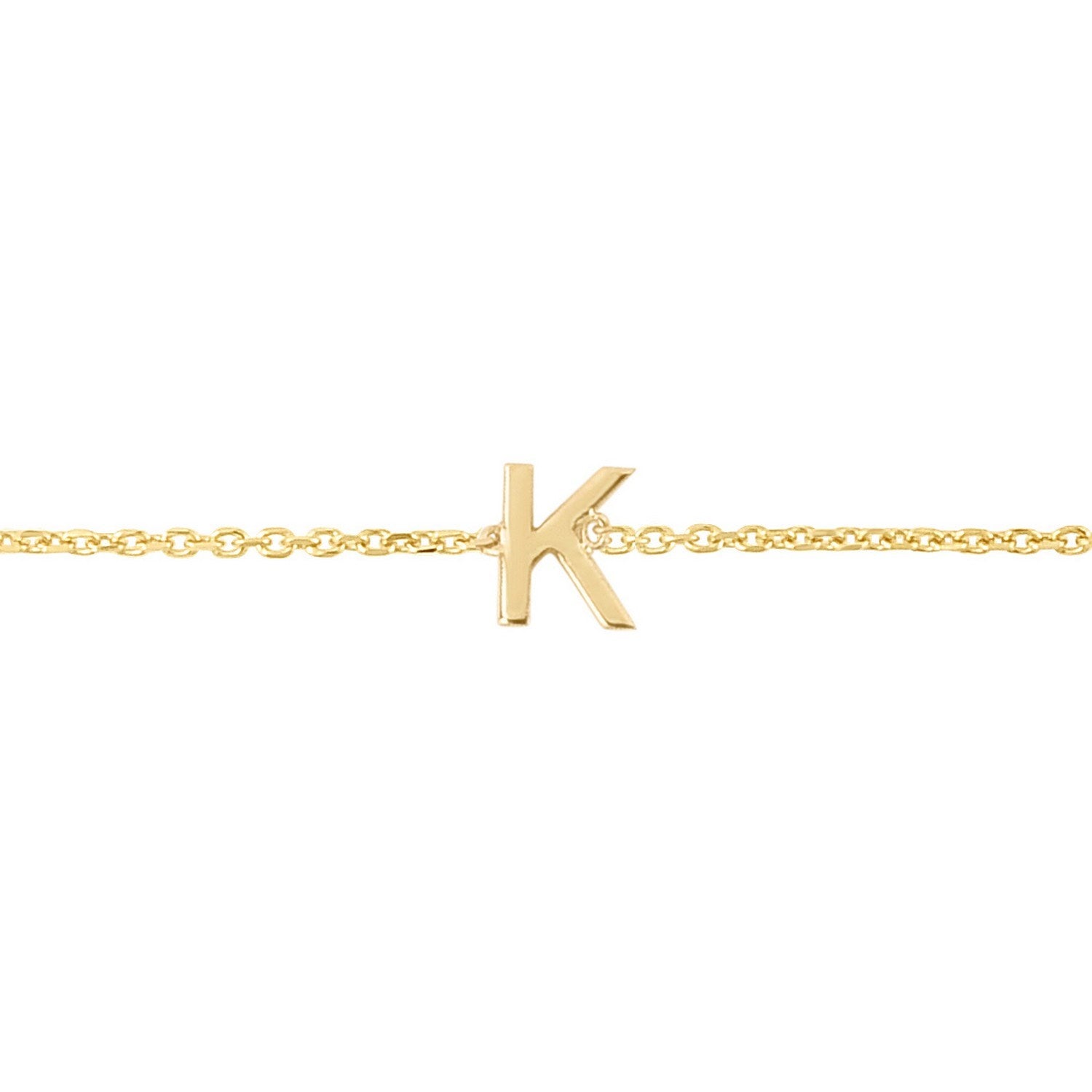 14K Yellow Gold Mini Initial K Bracelet