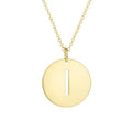 14K Yellow Gold Disc Initial I Pendant