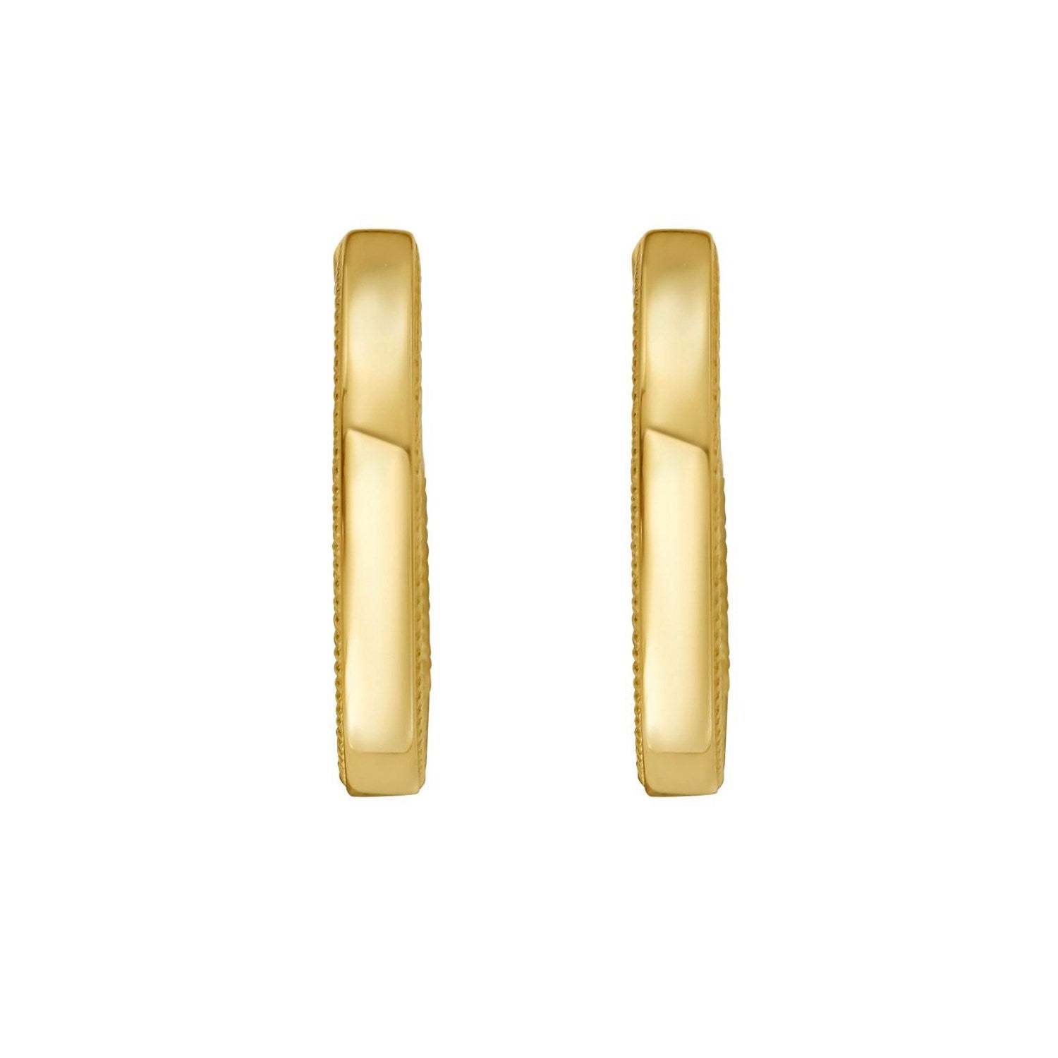 14K Yellow Gold Mini Beaded Round Huggie Earrings