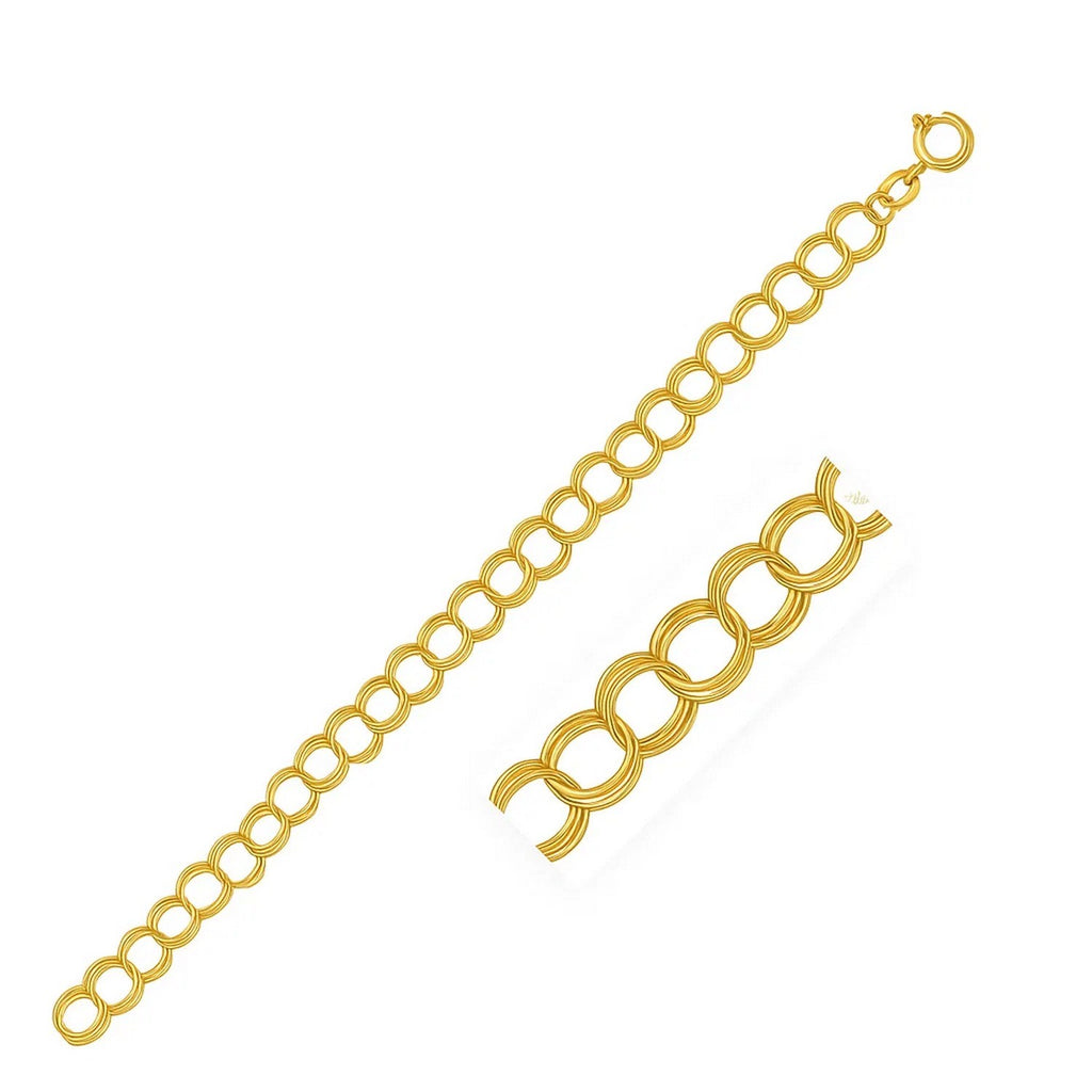 14k Yellow Gold Triple Link Charm Bracelet (5.00 mm)