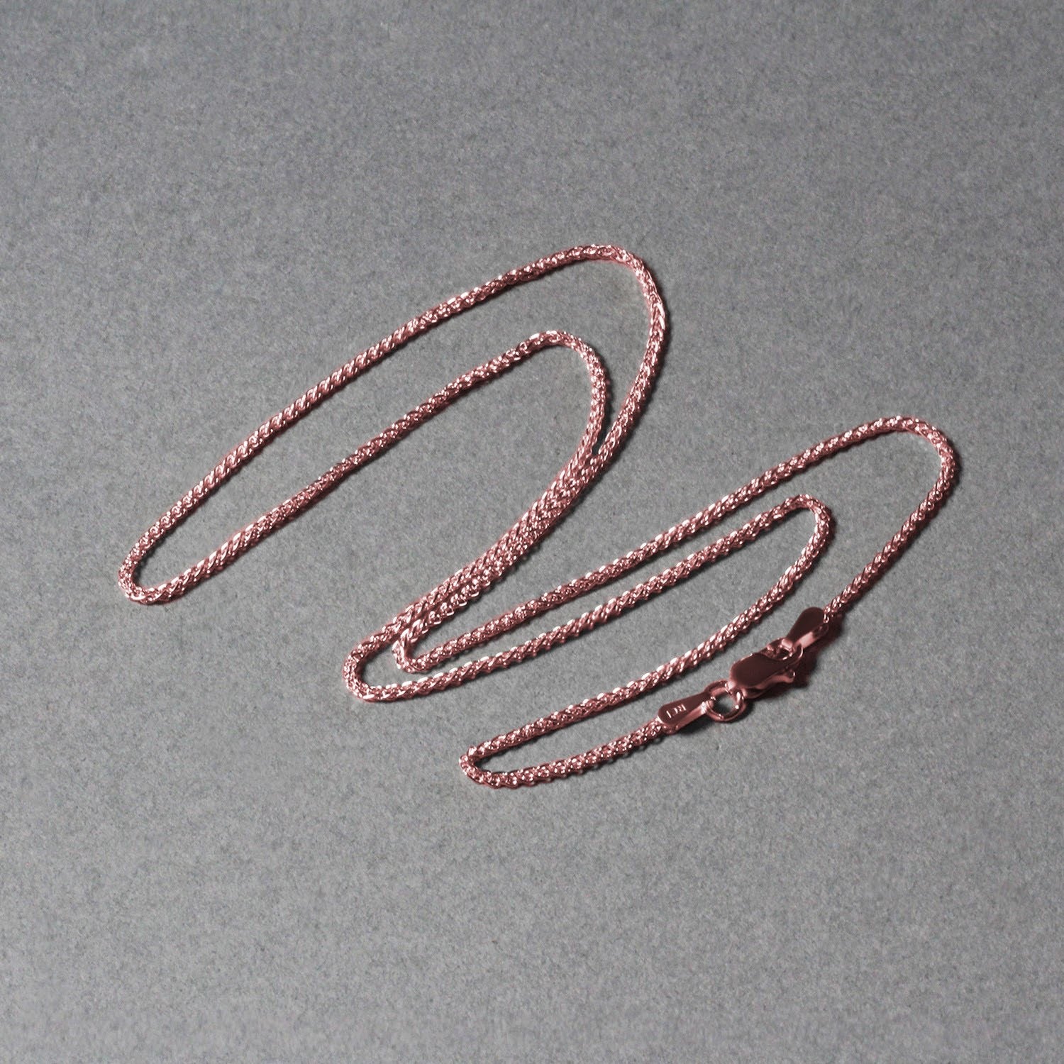 14k Rose Gold Diamond Cut Round Wheat Chain (1.20 mm)