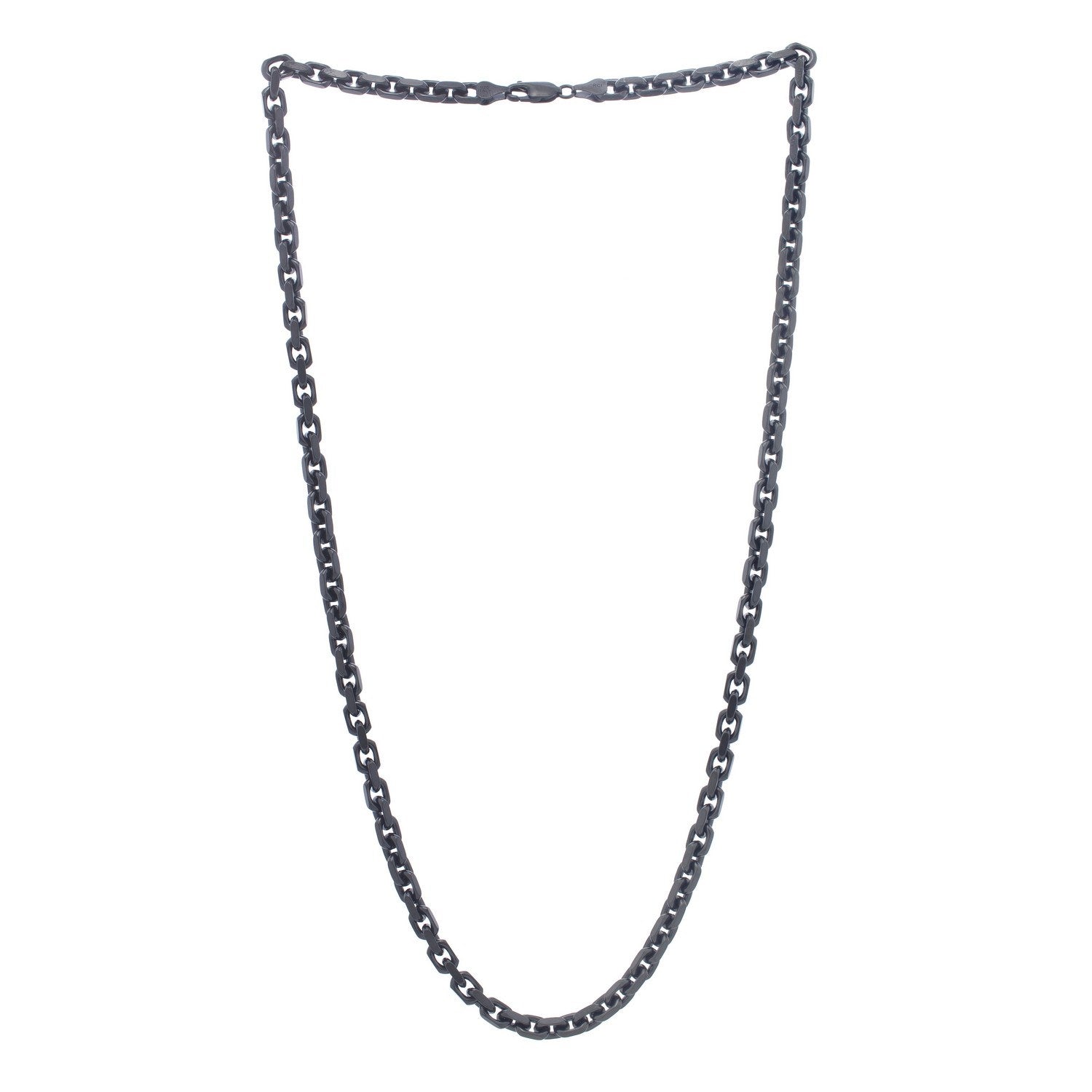 Sterling Silver Black Ruthenium Plated Oval Link Chain (5.60 mm)