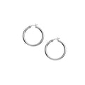 14k White Gold Polished Hoop Earrings (3x30mm)