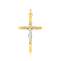 14k Two Tone Gold Cross Pendant