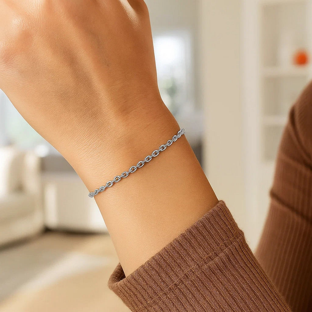 14k White Gold Rolo Bracelet  (2.50 mm)