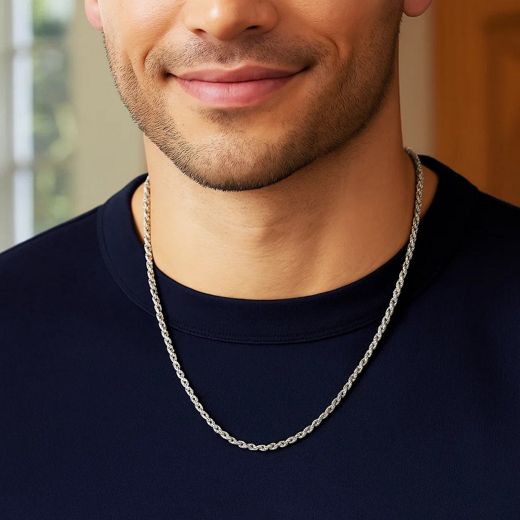 Sterling Silver Diamond Cut Rope Style Chain (3.60 mm)