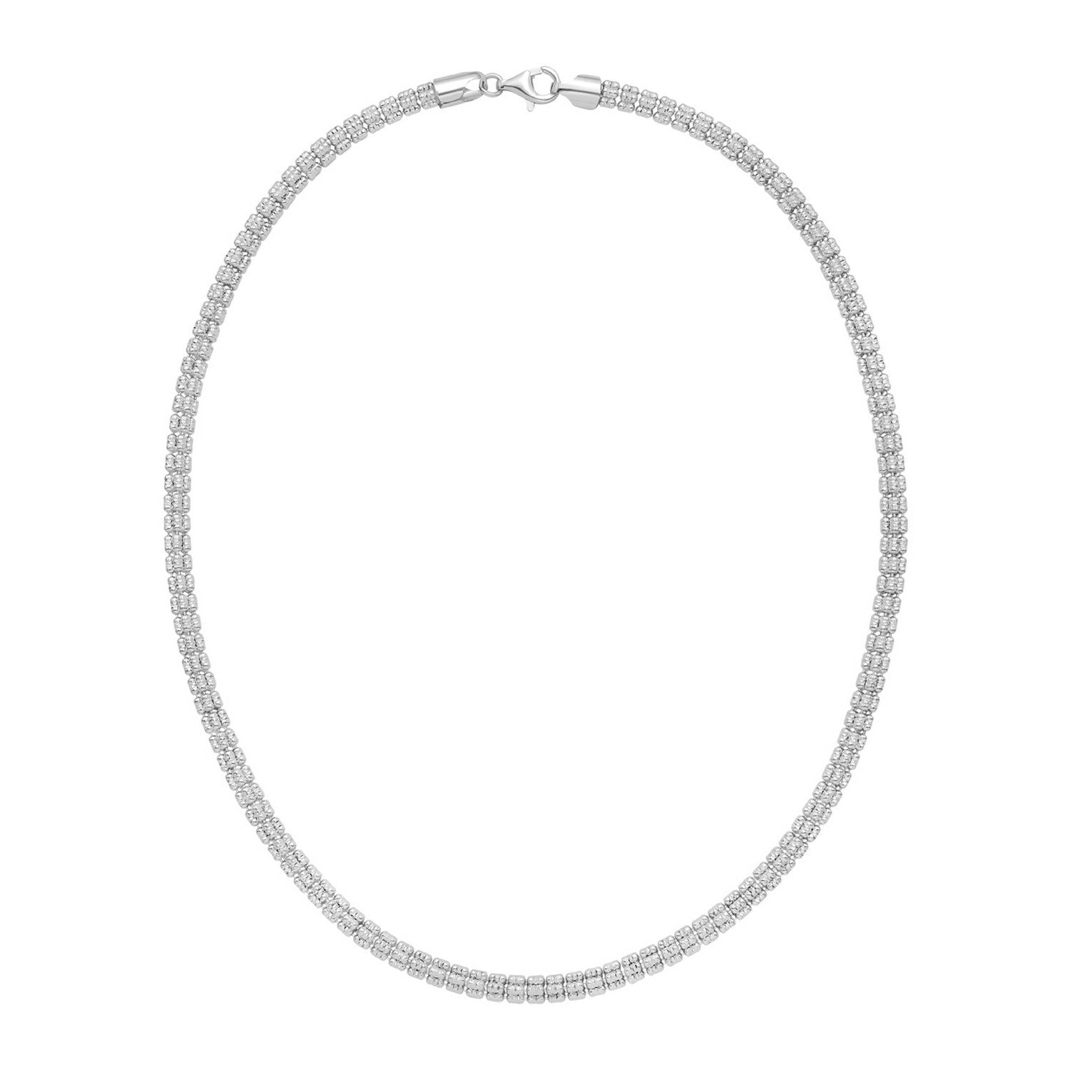 Sterling Silver Rhodium Plated Ice Barrel Chain (5.00 mm)