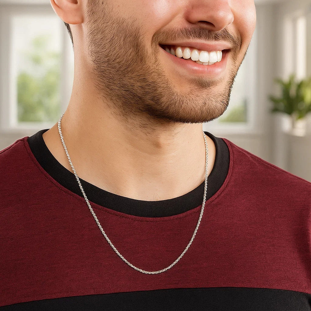 Rhodium Plated Sterling Silver Sparkle Style Chain (1.60 mm)