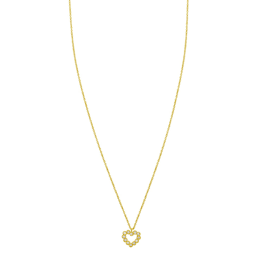 14K Yellow Gold Petite Diamond Heart Necklace