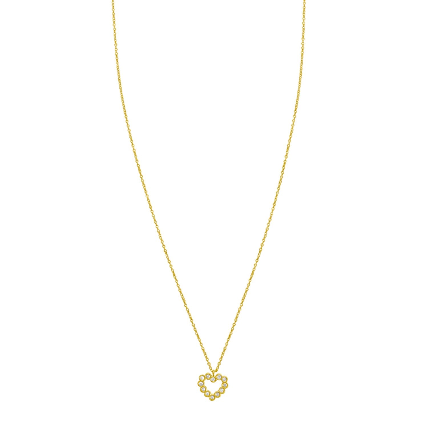 14K Yellow Gold Petite Diamond Heart Necklace