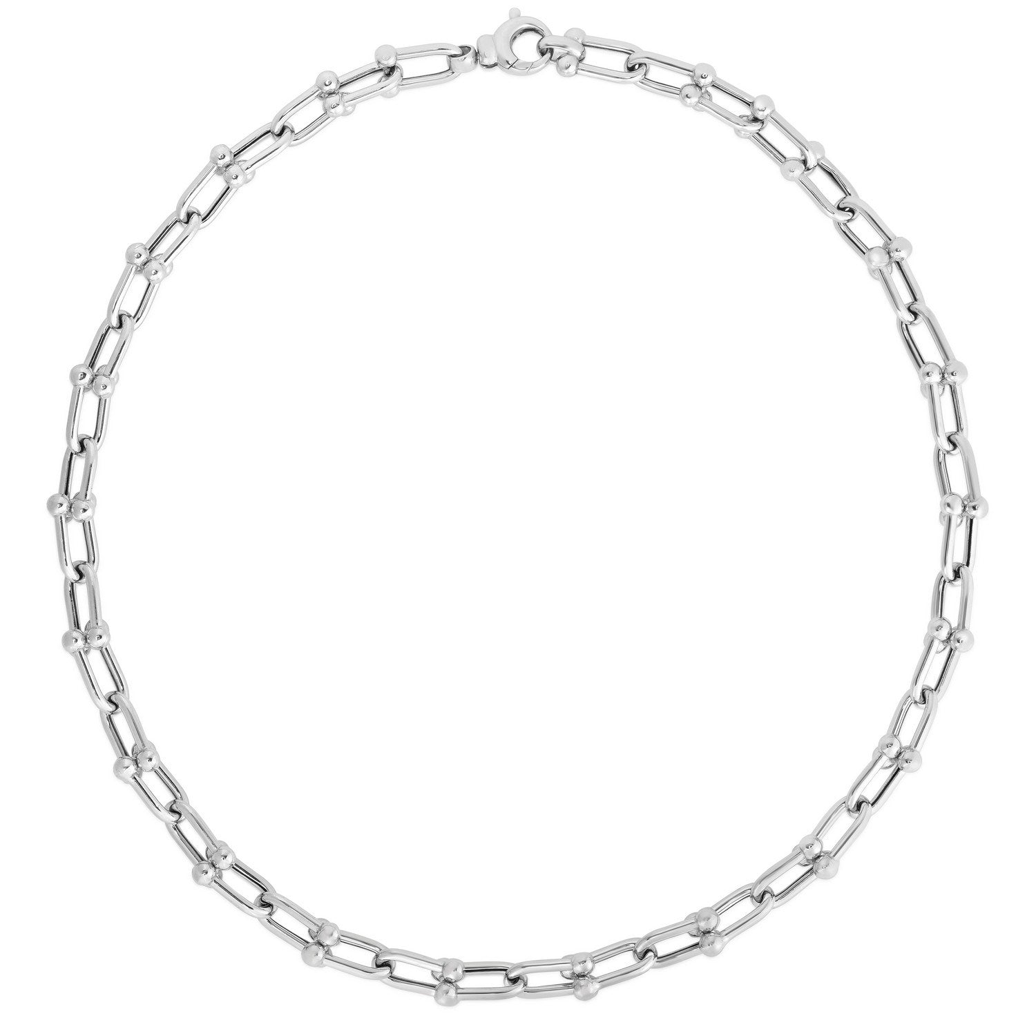 Sterling Silver Rhodium Plated Jax Link Bead Chain (9.30 mm)