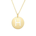 14K Yellow Gold Disc Initial H Pendant