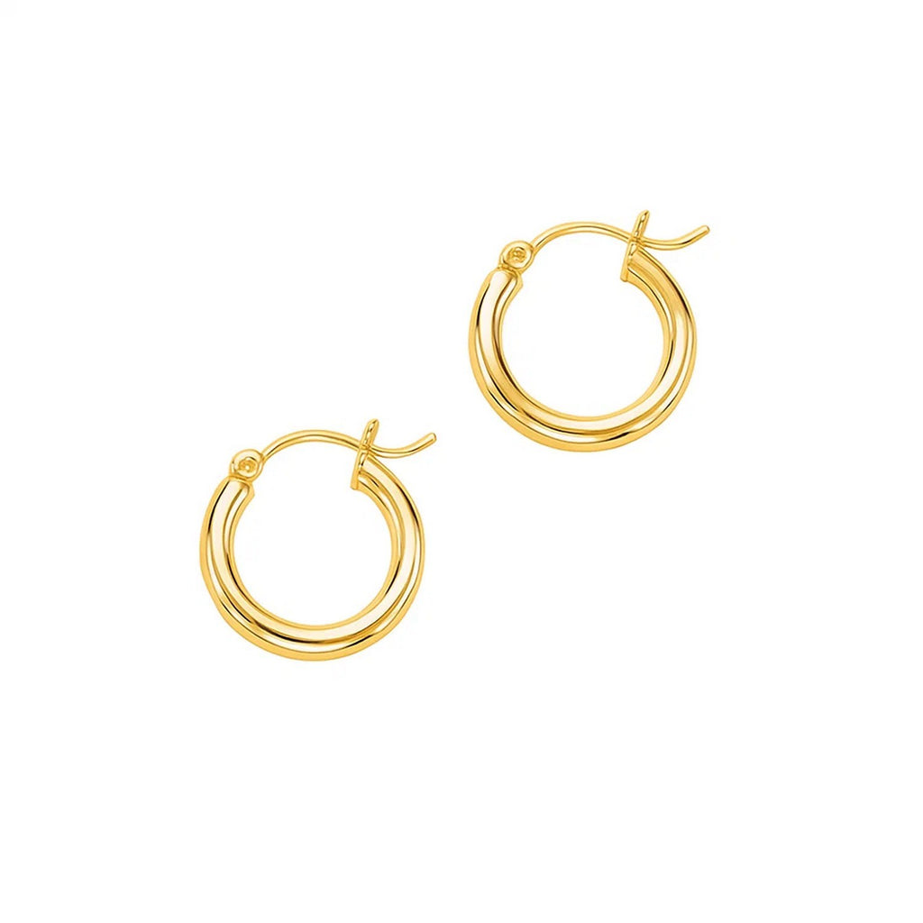 14k Yellow Gold Polished Hoop Earrings (3x15mm)