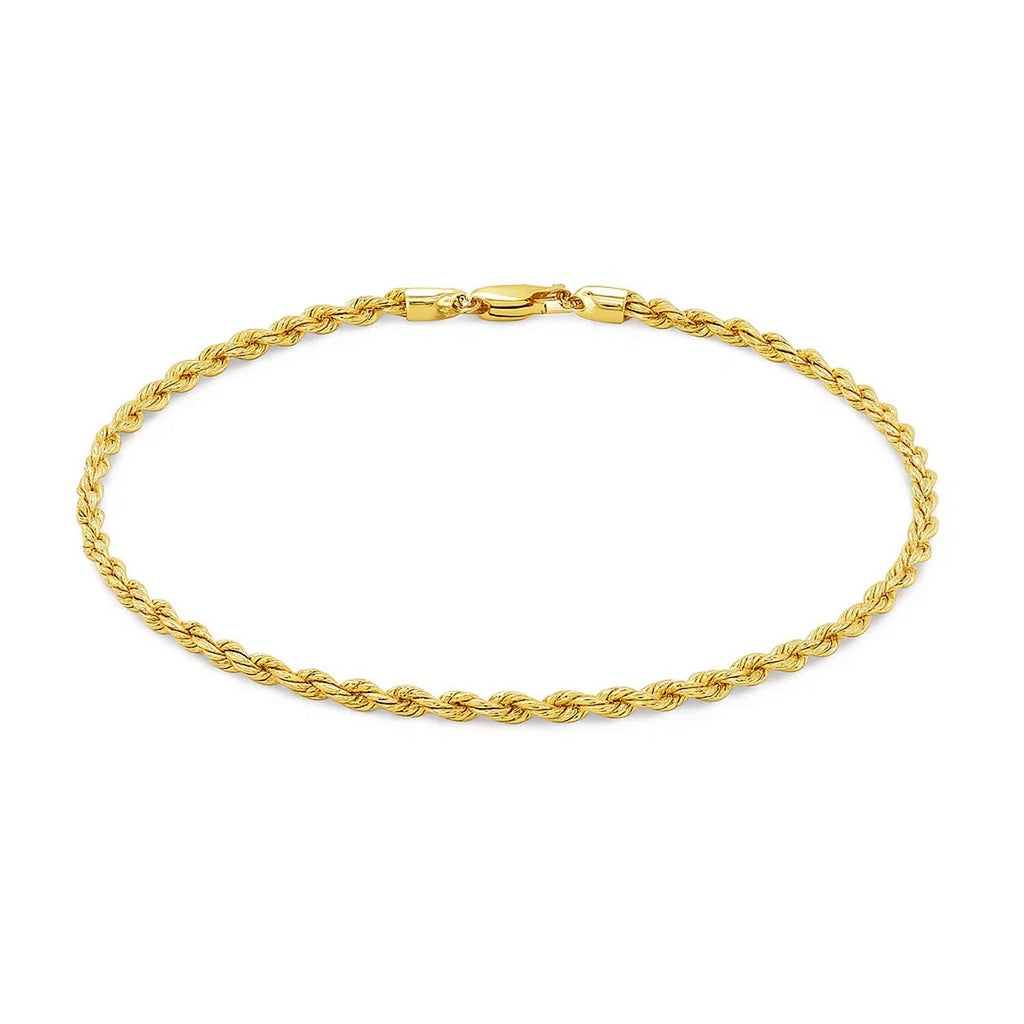 14k Yellow Gold Solid Diamond Cut Rope Bracelet (3.00 mm)