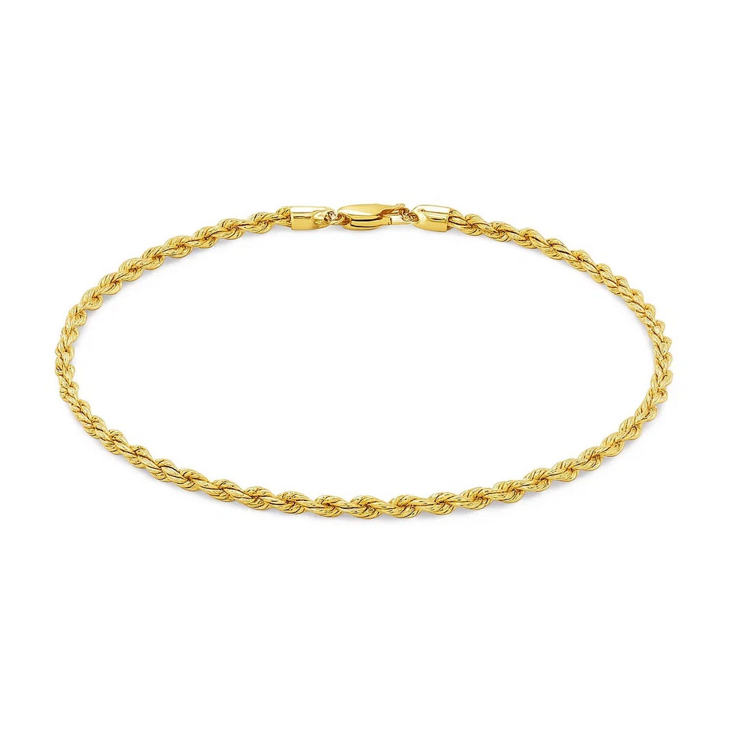 14k Yellow Gold Solid Diamond Cut Rope Bracelet (3.00 mm)