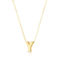 14K Yellow Gold Yours Truly Block Letter Initial Y Necklace