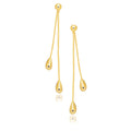 14k Yellow Gold Double Drop Long Earrings