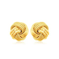 14k Yellow Gold Love Knot with Ridge Texture Earrings