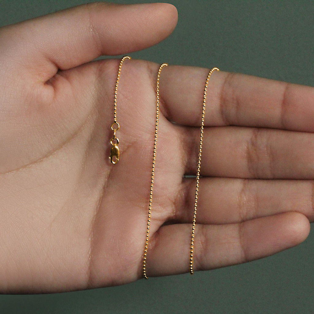 14k Yellow Gold Bead Chain 1.0mm (1.00 mm)