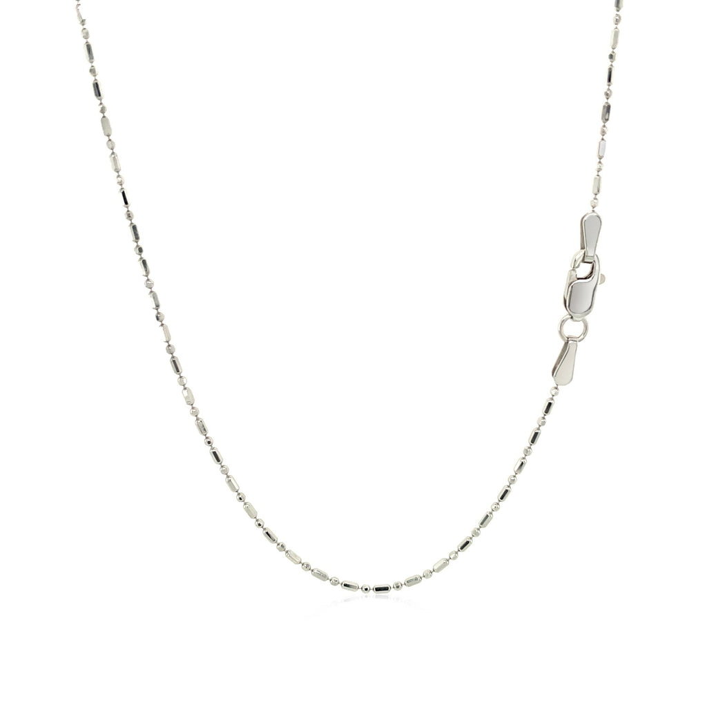 14k White Gold Diamond-Cut Bead Chain (0.90 mm)