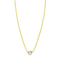 14K Yellow Gold White Topaz Heart Necklace (1.50 mm)