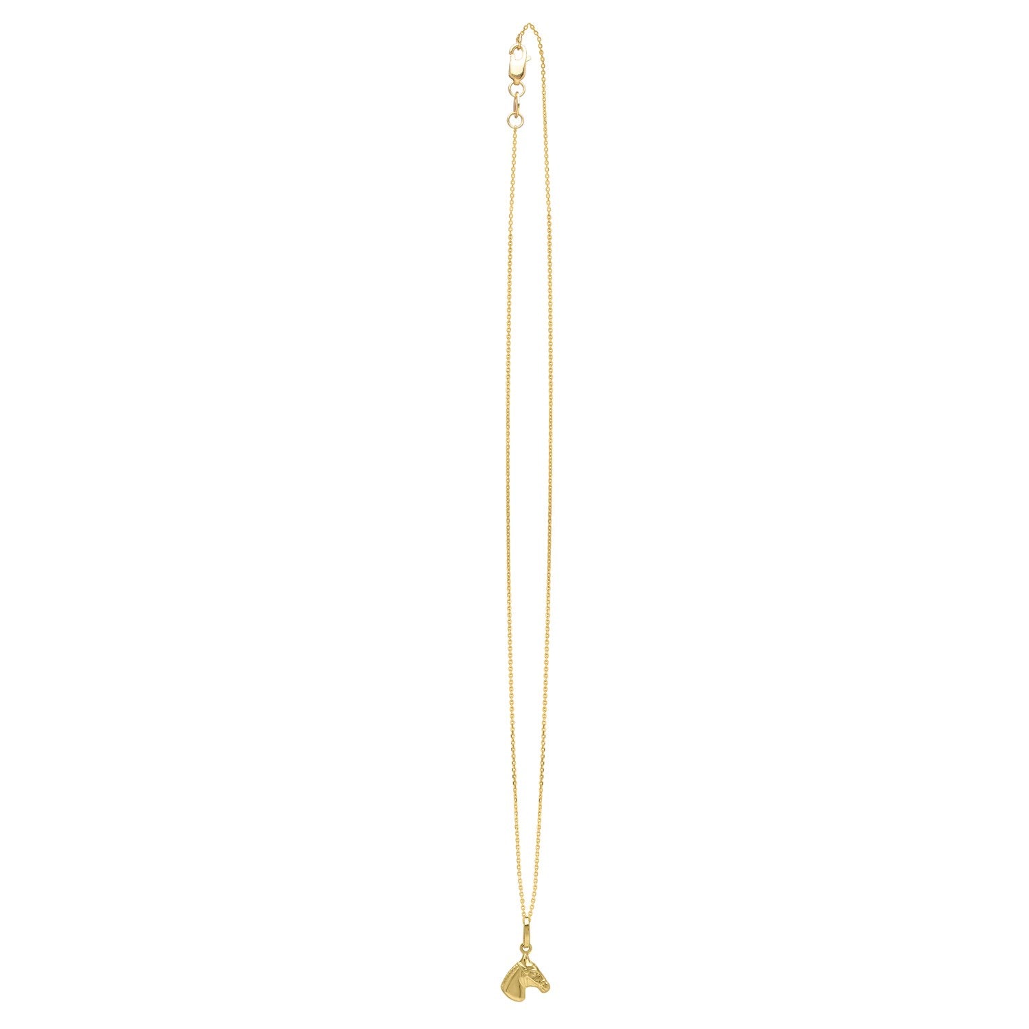 Horse Profile Small Necklace in 14K Yellow Gold