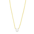 14K Yellow Gold Mini Diamond U Initial Pendant Necklace