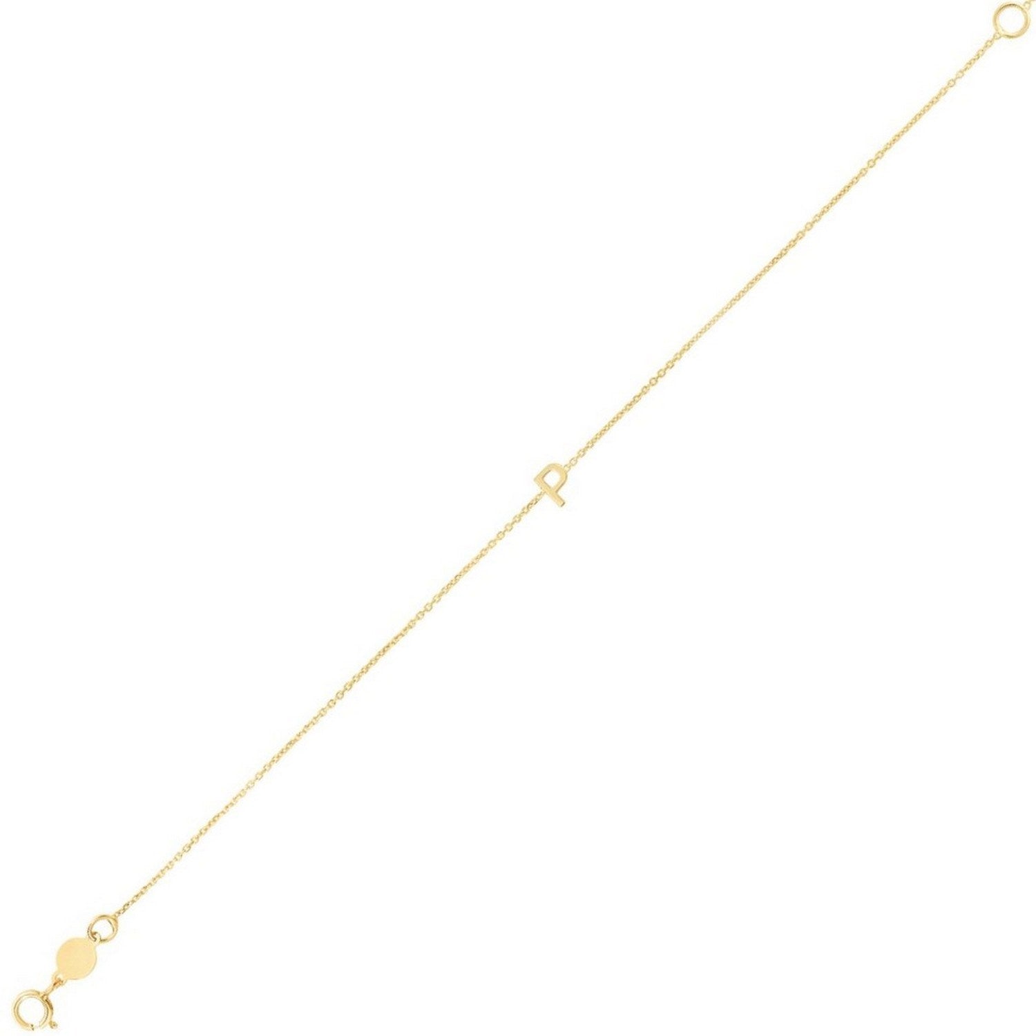 14K Yellow Gold Mini Initial P Bracelet
