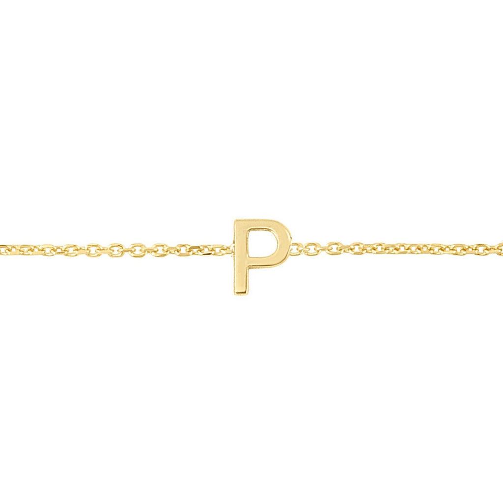 14K Yellow Gold Mini Initial P Bracelet