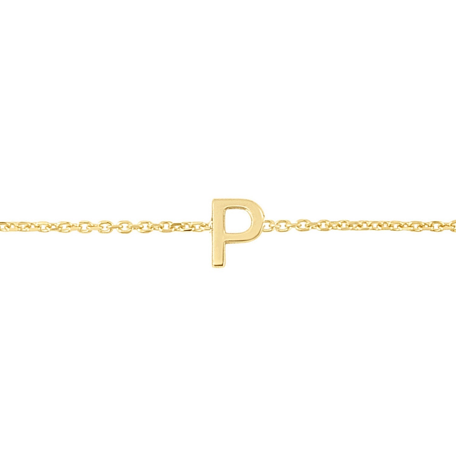 14K Yellow Gold Mini Initial P Bracelet