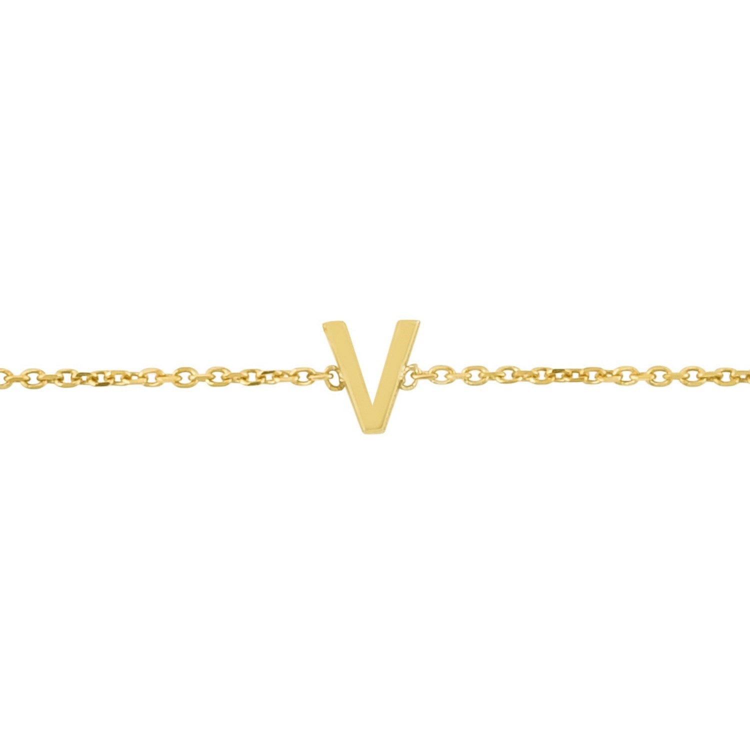14K Yellow Gold Mini Initial V Bracelet