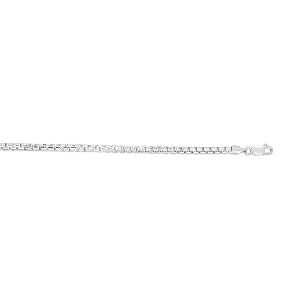 Sterling Silver Rhodium Plated Rockstar Cut Round Box Chain (3.90 mm)