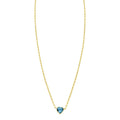 14K Yellow Gold Blue Topaz Heart Necklace (1.50 mm)