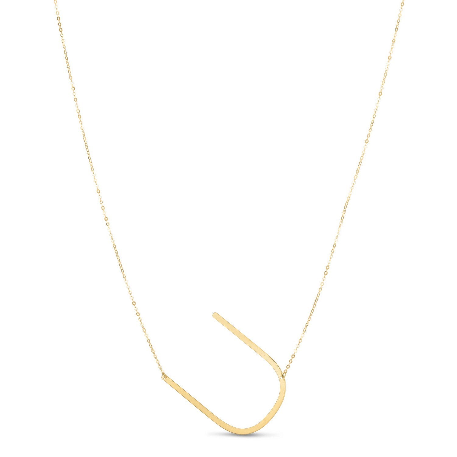 14K Yellow Gold Yours Truly Large Initial U Necklace