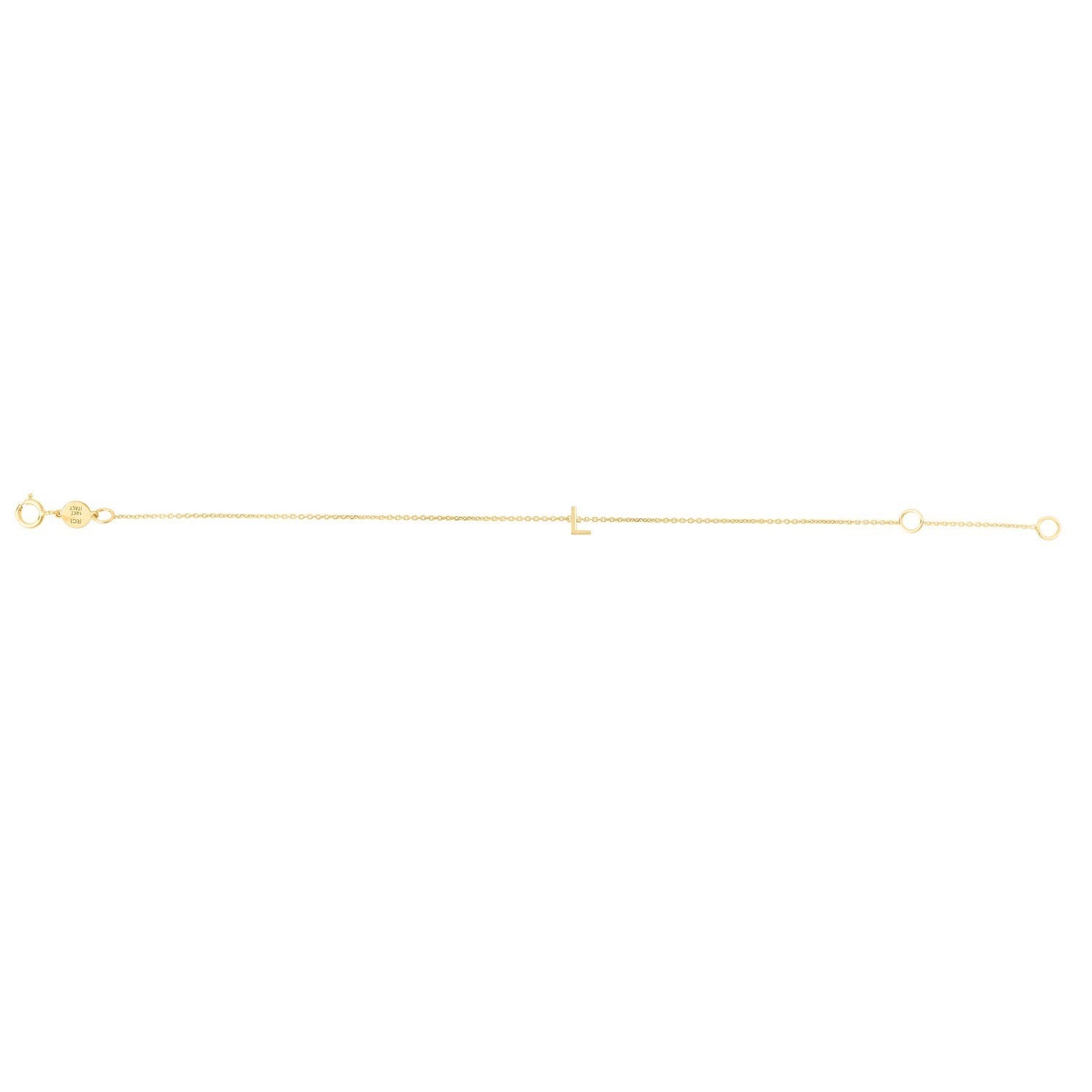 14K Yellow Gold Mini Initial L Bracelet